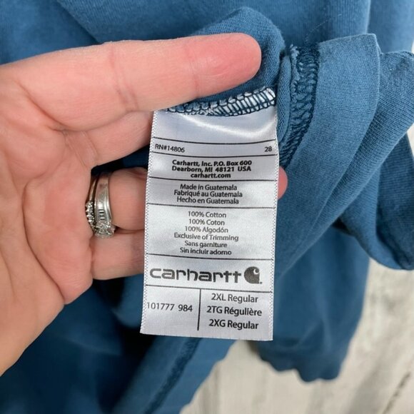 Carhartt long sleeve t shirt original fit classic diamond plate graphic blue 2XL - Picture 4 of 6